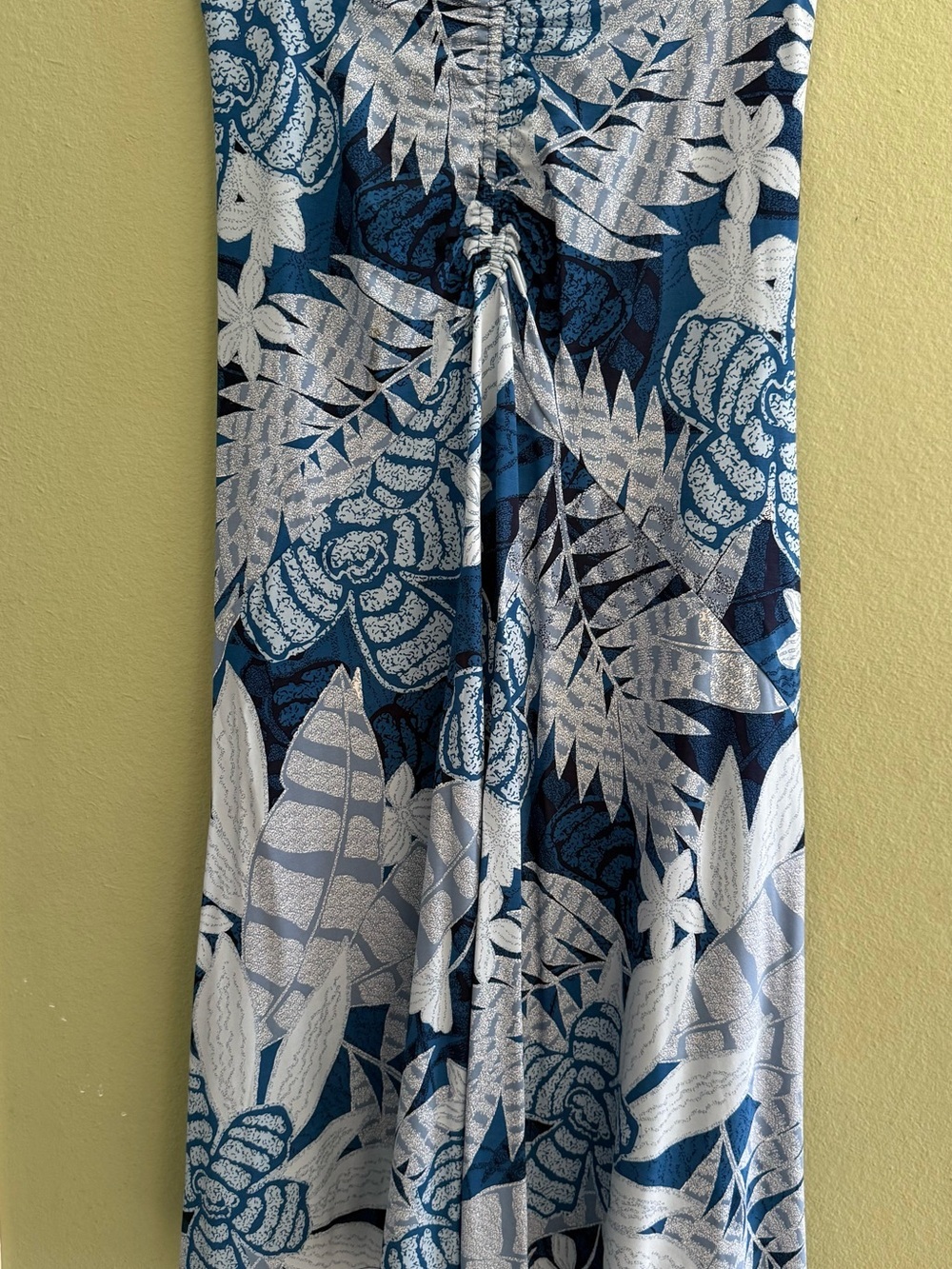 White House Black Market Blue and White Tropical Maxi Skirt